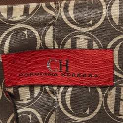 Pre Owned CH Carolina Herrera Brown Zip Front Belted Long Coat L