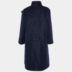 Pre Owned CH Carolina Herrera Navy Blue Wool & Mohair Coat M