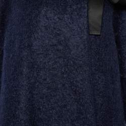 Pre Owned CH Carolina Herrera Navy Blue Wool & Mohair Coat M