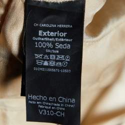 Pre Owned CH Carolina Herrera Beige Silk Satin Pleated Top L