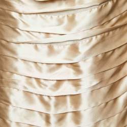 Pre Owned CH Carolina Herrera Beige Silk Satin Pleated Top L