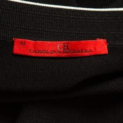 Pre Owned CH Carolina Herrera Black Knit Bow Detail Long Sleeve Top M