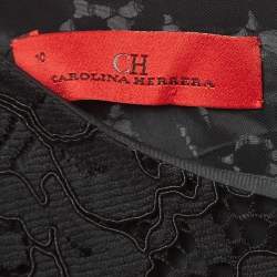 مملوكة مسبقًا Carolina Herrera Black/White Lace Sleeveless Midi Dress M