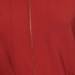 Pre Owned CH Carolina Herrera Red Knit Zip-Up Peplum Jacket L