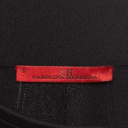 CH Carolina Herrera Black Knit Button Detail Wide Leg Pants S