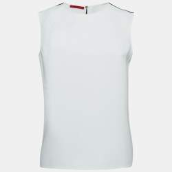 CH Carolina Herrera White Crepe Sleeveless Top M