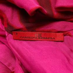 CH Carolina Herrera Pink Floral Print Silk Waist Tie-Up Midi Dress M