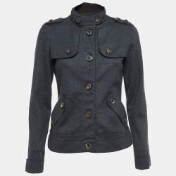 CH Carolina Herrera Grey Wool Button Front Jacket M