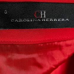 Pre Owned CH Carolina Herrera Red Crepe Top & Skirt Set XS