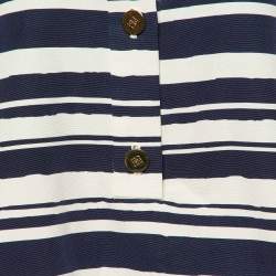 Pre Owned CH Carolina Herrera Navy Blue Striped Silk-Blend Mini Dress L