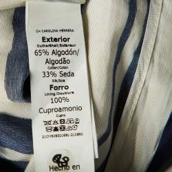 Pre Owned CH Carolina Herrera Navy Blue Striped Silk-Blend Mini Dress L