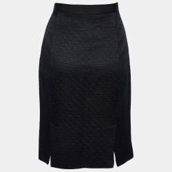 Pre Owned CH Carolina Herrera Black Cotton & Silk Pencil Skirt M