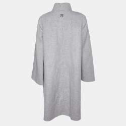 Pre Owned CH Carolina Herrera Grey Wool Mid-Length Coat S