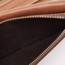 Pre Owned CH Carolina Herrera Brown Monogram Embossed Leather Trifold Continental Wallet