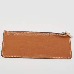 Pre Owned CH Carolina Herrera Brown Monogram Embossed Leather Trifold Continental Wallet