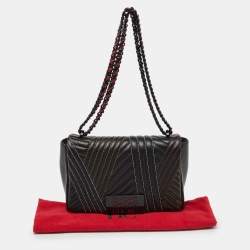 Pre Owned CH Carolina Herrera Black Quilted Leather Flap Chain Shoulder Bag
