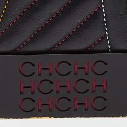 Pre Owned CH Carolina Herrera Black Quilted Leather Flap Chain Shoulder Bag