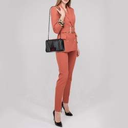 Pre Owned CH Carolina Herrera Black Quilted Leather Flap Chain Shoulder Bag