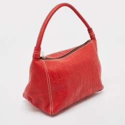 Pre Owned CH Carolina Herrera Red Leather Shoulder Bag