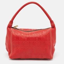 Pre Owned CH Carolina Herrera Red Leather Shoulder Bag