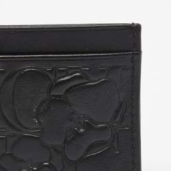 CH Carolina Herrera Black Monogram Embossed Leather Card Holder