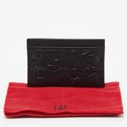 CH Carolina Herrera Black Monogram Embossed Leather Card Holder