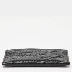 CH Carolina Herrera Black Monogram Embossed Leather Card Holder