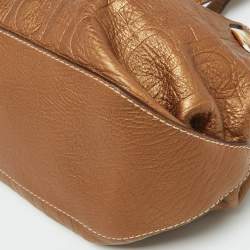 CH Carolina Herrera Bronze Monogram Embossed Leather Scarf Tote