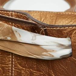CH Carolina Herrera Bronze Monogram Embossed Leather Scarf Tote