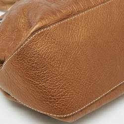 CH Carolina Herrera Bronze Monogram Embossed Leather Scarf Tote