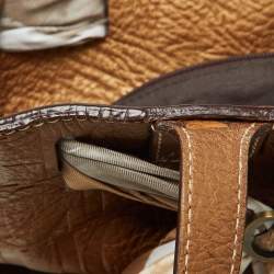 CH Carolina Herrera Bronze Monogram Embossed Leather Scarf Tote