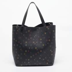 CH Carolina Herrera Black Monogram Coated Canvas Medium Matryoshka Locked Tote