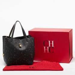 CH Carolina Herrera Black Monogram Coated Canvas Medium Matryoshka Locked Tote