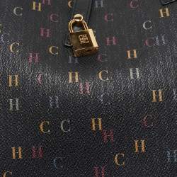 CH Carolina Herrera Black Monogram Coated Canvas Medium Matryoshka Locked Tote