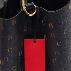 CH Carolina Herrera Black Monogram Coated Canvas Medium Matryoshka Locked Tote