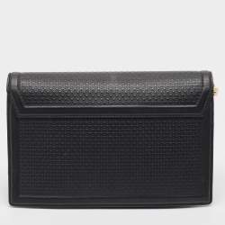 Pre Owned CH Carolina Herrera Black Monogram Embossed Leather Flap Shoulder Bag