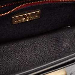 Pre Owned CH Carolina Herrera Black Monogram Embossed Leather Flap Shoulder Bag