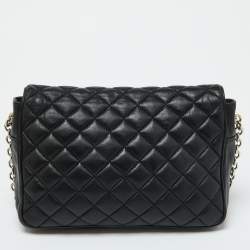 Pre Owned CH Carolina Herrera Black Quilted Leather Flap Shoulder Bag