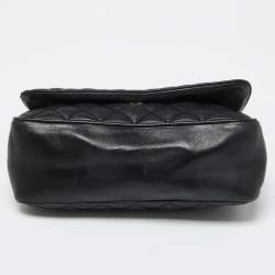 Pre Owned CH Carolina Herrera Black Quilted Leather Flap Shoulder Bag