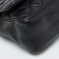 Pre Owned CH Carolina Herrera Black Quilted Leather Flap Shoulder Bag