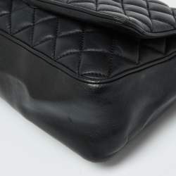 Pre Owned CH Carolina Herrera Black Quilted Leather Flap Shoulder Bag