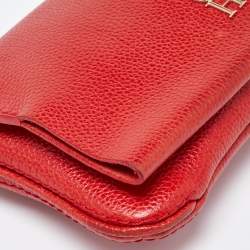 CH Carolina Herrera Red Leather Flap Chain Shoulder Bag