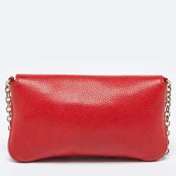 CH Carolina Herrera Red Leather Flap Chain Shoulder Bag