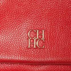 CH Carolina Herrera Red Leather Flap Chain Shoulder Bag