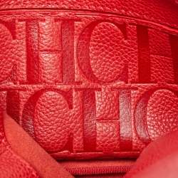 CH Carolina Herrera Red Leather Flap Chain Shoulder Bag