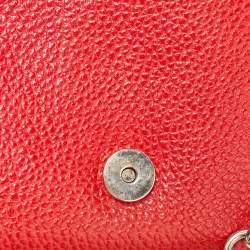 CH Carolina Herrera Red Leather Flap Chain Shoulder Bag