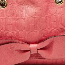 Pre Owned حقيبة كتف كارولينا هيريرا اودري جلد منقوش مونوغرامي برتقالي  