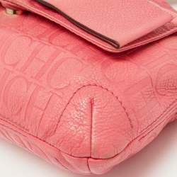 Pre Owned حقيبة كتف كارولينا هيريرا اودري جلد منقوش مونوغرامي برتقالي  