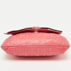 Pre Owned حقيبة كتف كارولينا هيريرا اودري جلد منقوش مونوغرامي برتقالي  