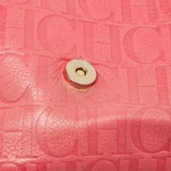 Pre Owned حقيبة كتف كارولينا هيريرا اودري جلد منقوش مونوغرامي برتقالي  